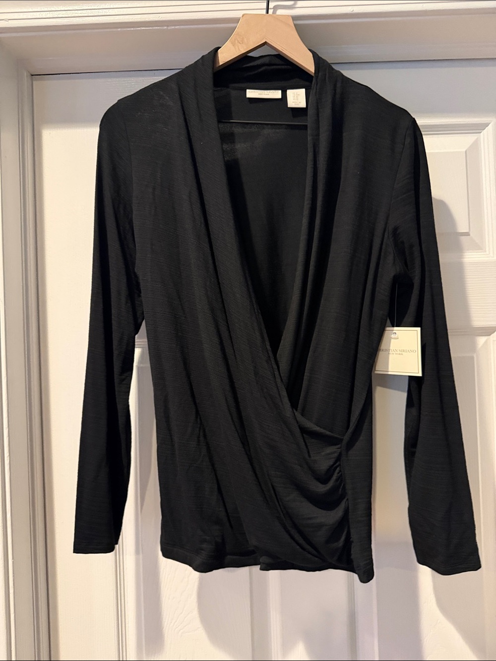 NWT Christian Siriano Wrap Black Women's Top